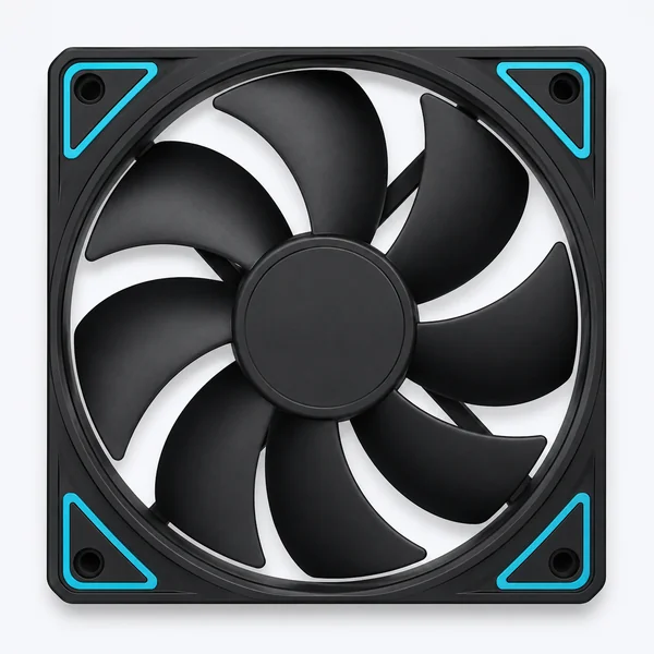 Fractal Design Dynamic X2 GP-12 製品写真（黒色基調の 120mm 静音ケースファン）