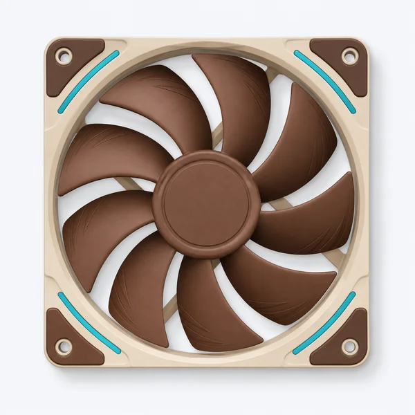 Noctua NF-A12x25 PWM 製品写真（茶色のブレードを持つ 120mm 高静音ケースファン）