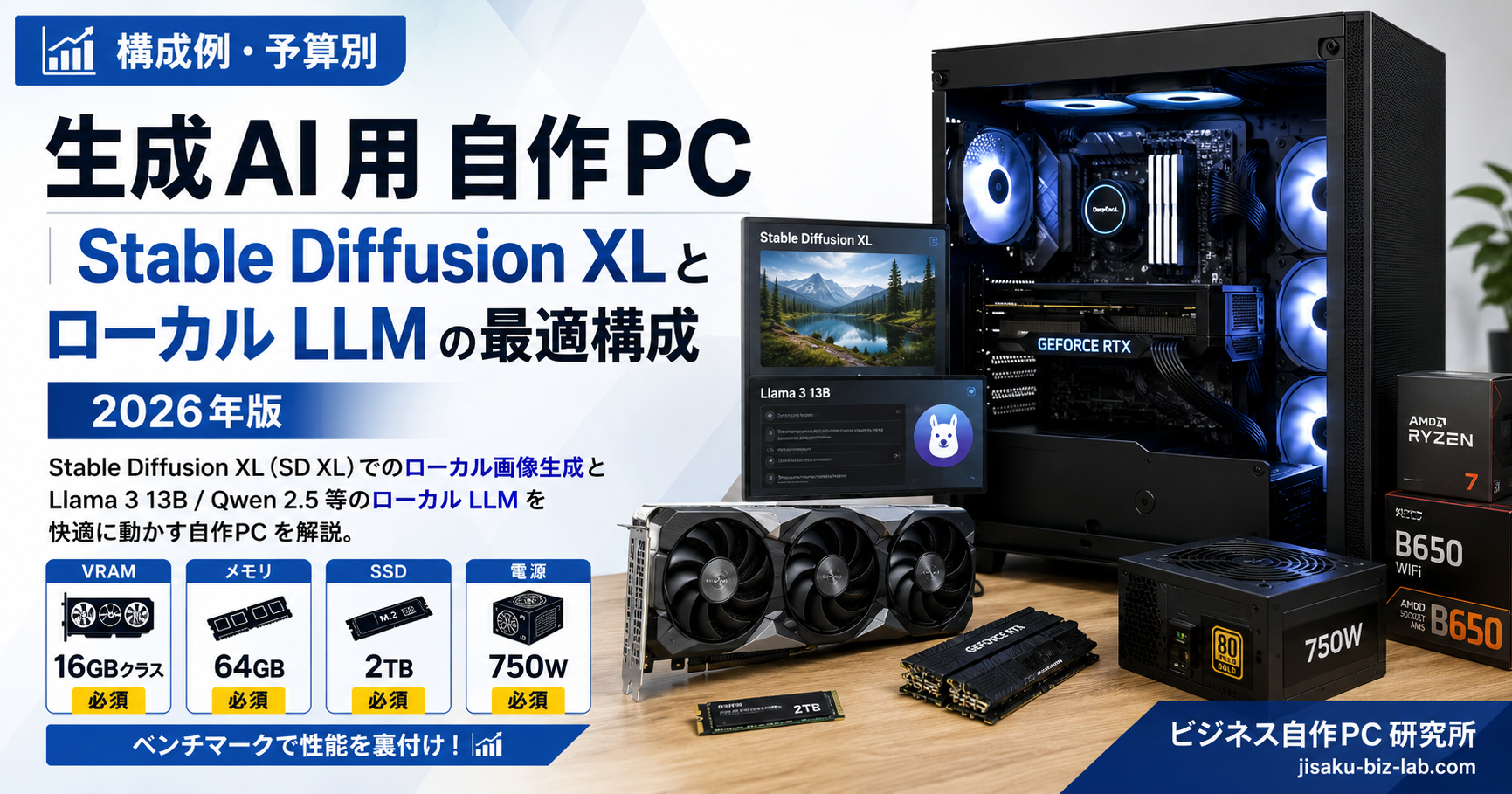 生成AI 用 自作PC｜Stable Diffusion XL とローカル LLM の最適構成 2026年版 のサムネイル画像