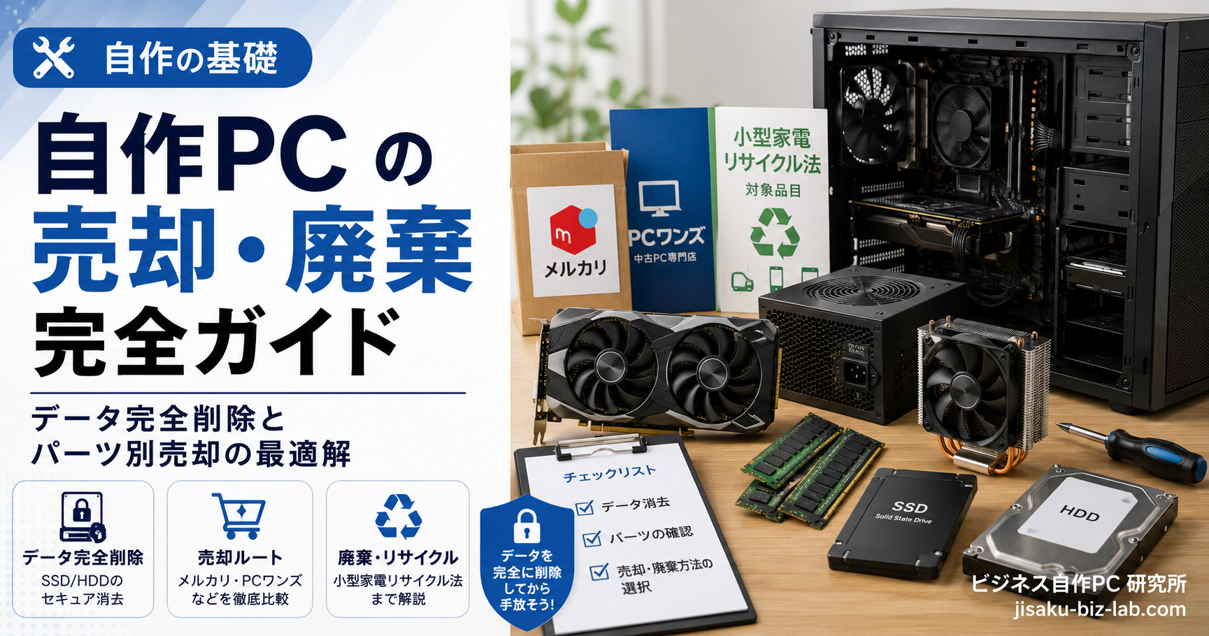 自作PC の売却・廃棄完全ガイド｜データ完全削除とパーツ別売却の最適解 のサムネイル画像