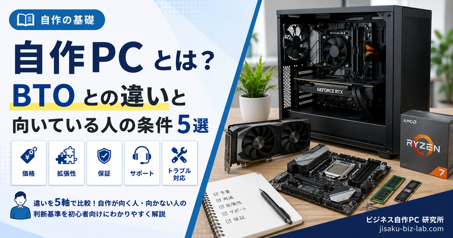 自作PC とは？BTO との違いと向いている人の条件 5選 のサムネイル画像