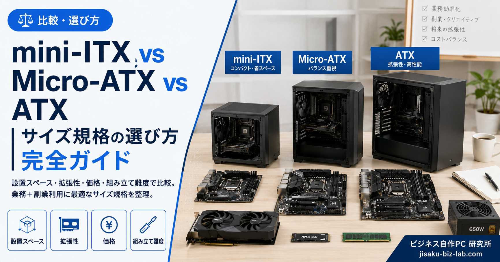 mini-ITX vs Micro-ATX vs ATX｜サイズ規格の選び方完全ガイド のサムネイル画像