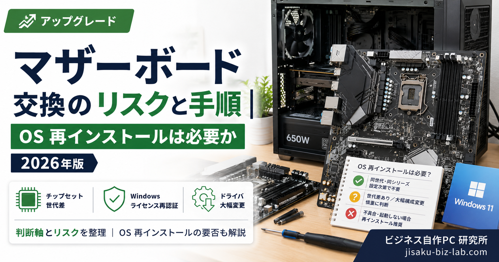 マザーボード交換のリスクと手順｜OS 再インストールは必要か 2026年版 のサムネイル画像